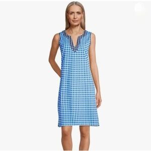 LAND'S END x DRAPER JAMES / Blue Gingham Shift Dress Size M (10-12)